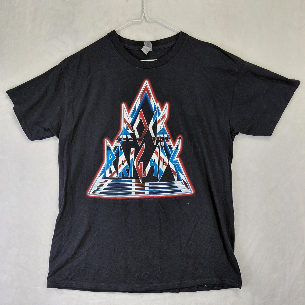Def Leppard Rock Brigade Graphic T-Shirt Mens Large Black Short Sleeve Gildan